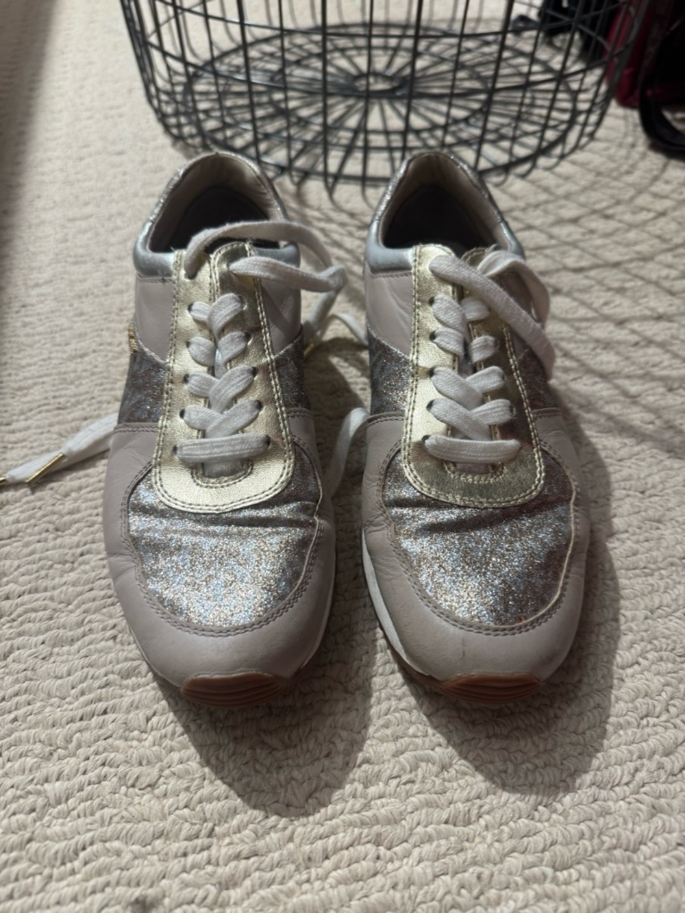 Michael Kors Women's Glitter Sneakers in Silver and Gold Accents